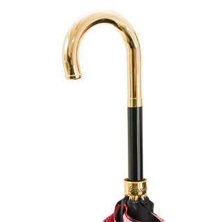 Classic brass handle red circles handmade Italian umbrella canopy detail