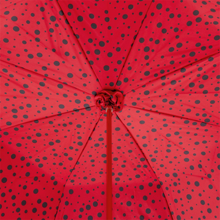 Classic brass handle red circles handmade Italian umbrella open canopy