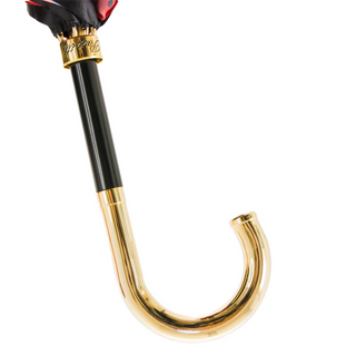 Classic brass handle red circles handmade Italian umbrella top view