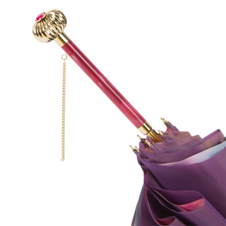 Manual purple roses double cloth jeweled brass handle umbrella open