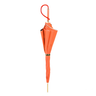 Orange flowers handmade Italian double cloth umbrella close-up
