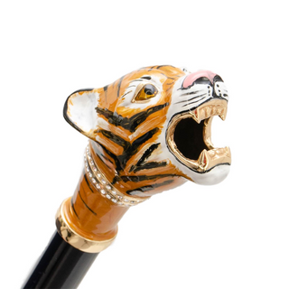 Tiger handle handmade Italian double cloth luxury umbrella canopy