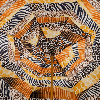 Tiger handle handmade Italian double cloth luxury umbrella top view
