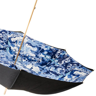 Stylish women's handmade Italian polyester canopy umbrella top view