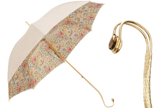 Double cloth romantic handmade Italian jeweled brass umbrella front view