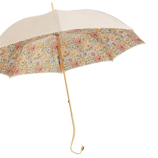 Double cloth romantic handmade Italian jeweled brass umbrella side view
