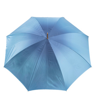 Blue floral double cloth umbrella brass handle top view