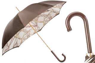 Bridles print leather handle manual handmade Italian umbrella front view