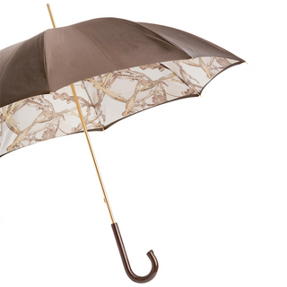 Bridles print leather handle manual handmade Italian umbrella side view