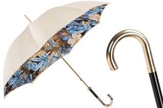Designer jungle handmade Italian ivory brass handle umbrella front