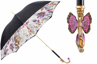 Purple butterfly handmade Italian brass Swarovski crystal gift box umbrella front