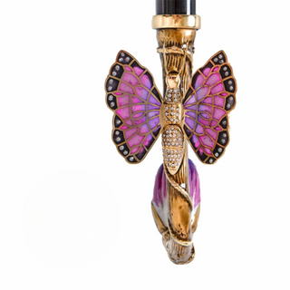 Purple butterfly handmade Italian brass Swarovski umbrella canopy detail