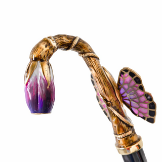 Purple butterfly handmade Italian brass Swarovski umbrella open canopy
