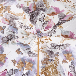 Light blue luxury double cloth butterfly pattern umbrella top view