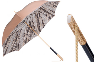 Light gold jeweled handle luxury umbrella front view