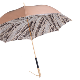 Light gold jeweled handle luxury umbrella side view