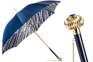 Cheetah print pearl handle luxury Italian women's umbrella front view
