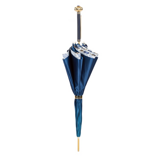 Cheetah print pearl handle luxury Italian women's umbrella close-up handle detail