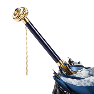 Cheetah print pearl handle luxury Italian women's umbrella open canopy