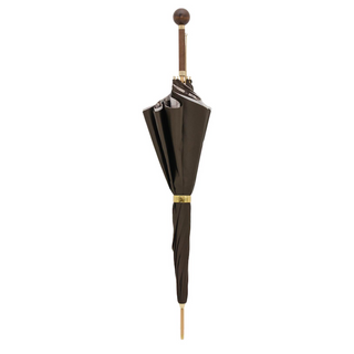 Designer wooden handle handmade Italian polyester canopy umbrella close-up