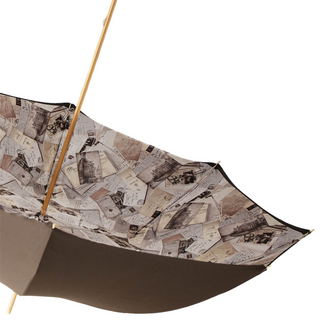 Designer wooden handle handmade Italian polyester canopy umbrella top view