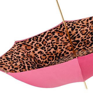 Leopardized panther handmade Italian luxury umbrella top view