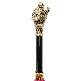 Leopardized panther handmade Italian luxury umbrella canopy detail