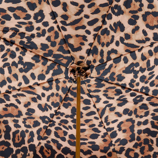 Red leopard double cloth brass handle luxury women's umbrella top view