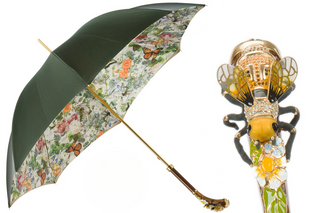 Swarovski bee luxury handmade Italian double cloth brass umbrella front