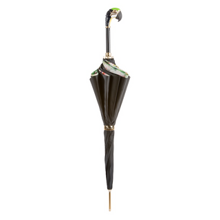 Luxury double cloth enameled brass handmade Italian umbrella close-up