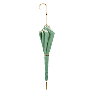 Green pink roses double cloth luxury Italian umbrella close-up