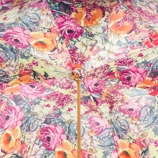 Flowered handmade Italian comfortable grip umbrella top view