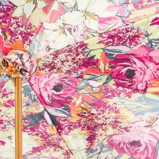 Flowered handmade Italian comfortable grip umbrella open canopy