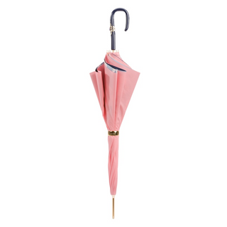 Pink floral handmade double cloth acetate handle umbrella close-up