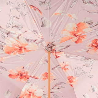 Flowered pink handmade Italian Swarovski crystal umbrella top view