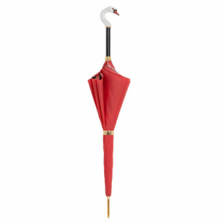 Swan handle handcrafted Italian double cloth umbrella close-up