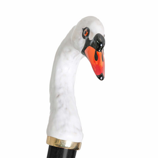 Swan handle handcrafted Italian double cloth umbrella canopy detail