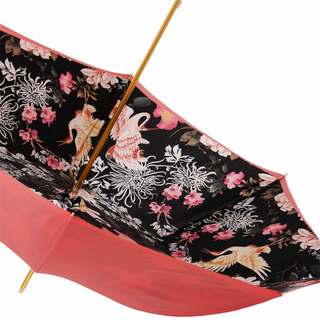 Swan handle handcrafted Italian double cloth umbrella top view