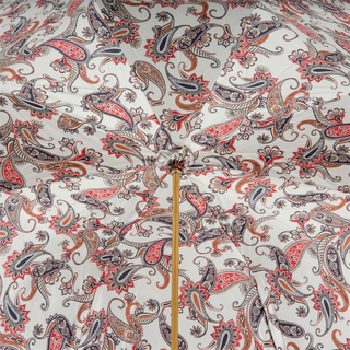 Paisley leather handle double cloth handmade Italian umbrella open canopy