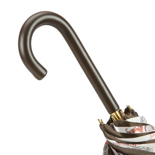 Paisley leather handle double cloth handmade Italian umbrella canopy detail