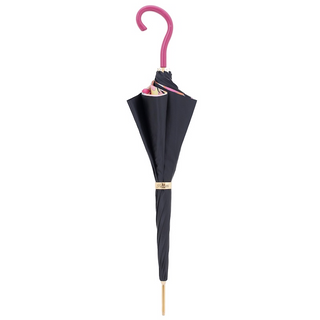 Pink handle manual handmade Italian polyester canopy umbrella close-up
