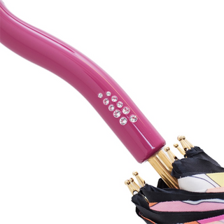 Pink handle manual handmade Italian polyester canopy umbrella detail