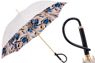 Ivory acetate handle elegant handmade Italian umbrella front view