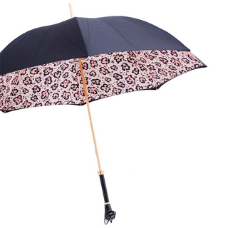 Enameled brass animalier print handmade Italian umbrella side view