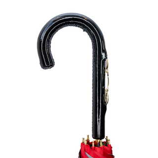 Red equestrian bridles leather stirrup handle handmade Italian umbrella detail