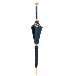 Navy bridles handmade Italian luxury jeweled handle umbrella close-up