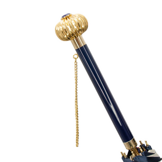 Navy bridles handmade Italian luxury jeweled handle umbrella canopy detail