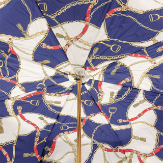 Navy bridles handmade Italian luxury jeweled handle umbrella open canopy