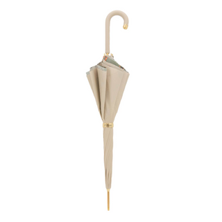 Classic ivory leather handle handmade Italian polyester umbrella close-up