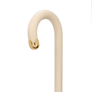 Classic ivory leather handle handmade Italian polyester umbrella detail